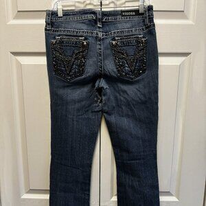 VIGOSS Women’s Bootcut Jeans Size 3/4 x 33 Embellished Pockets Like New